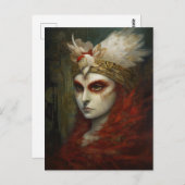 赤毛の女性羽冠 ポストカード (正面/裏面)