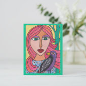 赤毛の女性（鳥はがき付き） ポストカード (スタンド正面)