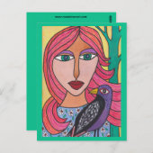 赤毛の女性（鳥はがき付き） ポストカード (正面/裏面)