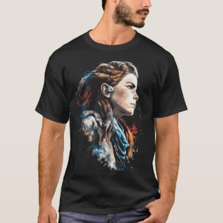 赤毛の女狩人の荒野の機械の矢のフリーズ Tシャツ