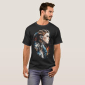 赤毛の女狩人の荒野の機械の矢のフリーズ Tシャツ (正面フル)