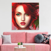 赤毛の女葉の子抽象芸術 キャンバスプリント (インサイチュ (リビング))