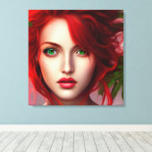 赤毛の女葉の子抽象芸術 キャンバスプリント (インサイチュ (ウッドフロア))
