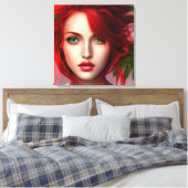 赤毛の女葉の子抽象芸術 キャンバスプリント (インサイチュ (寝室))