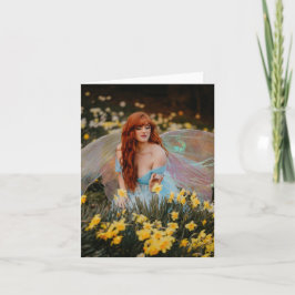 赤毛の妖精の摘み水仙 – 折り畳みカード カード