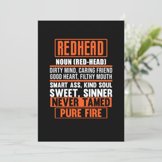 赤毛の定義かわいい赤毛の女性 サンキューカード (スタンド正面)