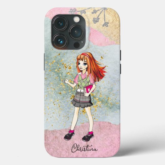 赤毛の少女金ゴールド名 Case-Mate iPhoneケース (裏面)