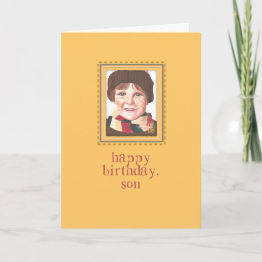 赤毛の少年から息子への誕生日カード カード (正面)