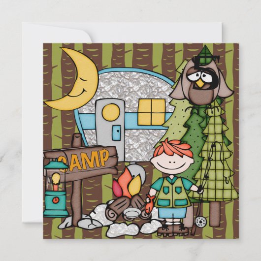 赤毛の少年キャンプ誕生日招待状 招待状 (正面)