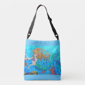赤毛の水中人魚の水泳 クロスボディバッグ (裏面)