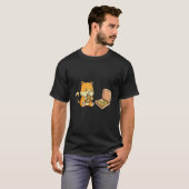 赤毛の猫が美味しそうなピザを美味しく食べる Tシャツ (正面フル)