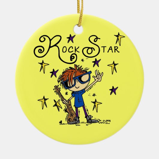 赤毛の男の子のロックスター セラミックオーナメント (正面)