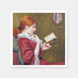 赤毛の若い女は読いい本だ スタンダードカクテルナプキン
