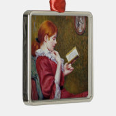 赤毛の若い女は読いい本だ メタルオーナメント (右)