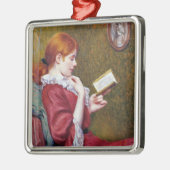 赤毛の若い女は読いい本だ メタルオーナメント (左)