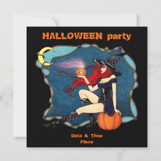 赤毛の魔女ハロウィーン 招待状 (正面)