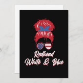 赤毛アメリカ国旗かわいい赤毛ガールズウィメングラフィック サンキューカード (正面/裏面)