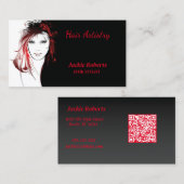 赤毛エレガントの女性美容師 名刺 (正面/裏面)