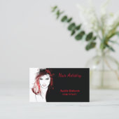赤毛エレガントの女性美容師 名刺 (スタンド正面)