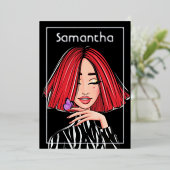 赤毛ガールバースデーパーティー 箔招待状 (立ち正面)