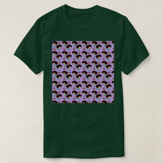赤毛ガールパターン薄紫 Tシャツ (デザイン正面)