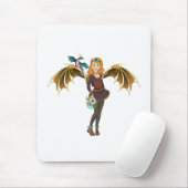 赤毛スチームパンク・ドラゴンガール マウスパッド (マウス)