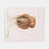 赤毛トップノット文 フリースブランケット (正面(横))