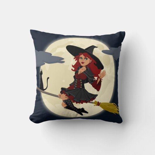 赤毛ハロウィーンの魔女 クッション (正面)