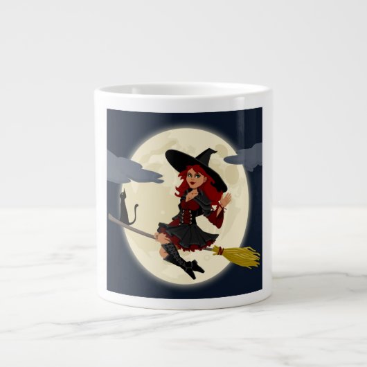 赤毛ハロウィーンの魔女 ジャンボコーヒーマグカップ (正面)