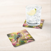 赤毛バフ胸のファンタジー鳥 スクエアペーパーコースター (インサイチュ)