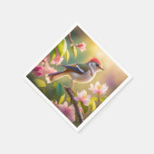 赤毛バフ胸のファンタジー鳥 スタンダードカクテルナプキン (角)