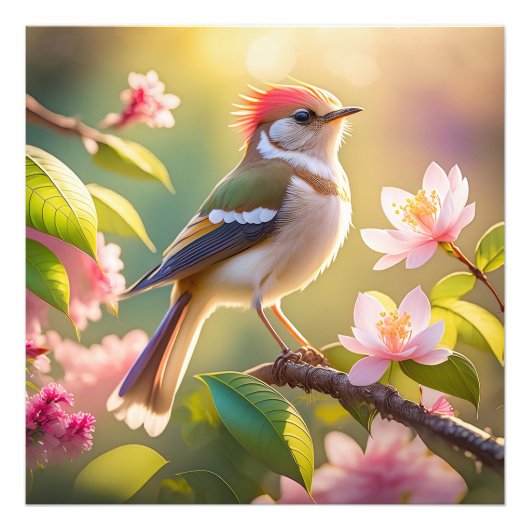 赤毛バフ胸のファンタジー鳥 フォトプリント            (正面)
