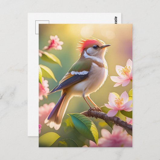 赤毛バフ胸のファンタジー鳥 ポストカード (正面/裏面)