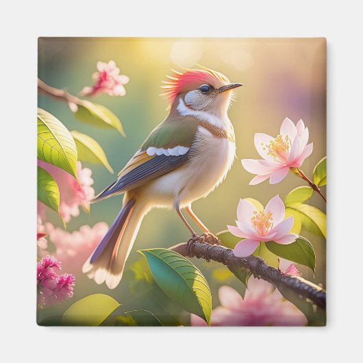 赤毛バフ胸のファンタジー鳥 マグネット (正面)