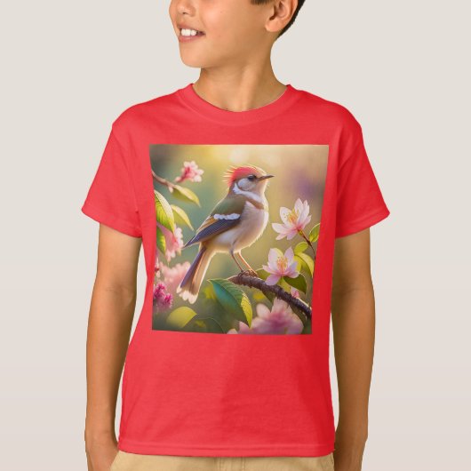 赤毛バフ胸のファンタジー鳥 Tシャツ (正面)