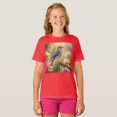 赤毛バフ胸のファンタジー鳥 Tシャツ (正面フル)