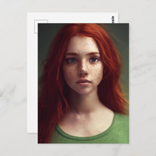 赤毛フレックルフェイスガールポストカード ポストカード (正面/裏面)