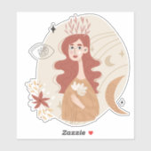 赤毛ボホ女の花ムーンスター抽象芸術 シール (シート)