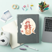 赤毛ボホ女の花ムーンスター抽象芸術 シール (iPadカバー)