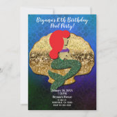 赤毛マーメイドゴールデンシーシェル誕生日パーティー 招待状 (正面)