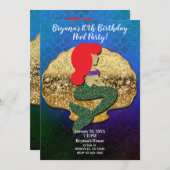 赤毛マーメイドゴールデンシーシェル誕生日パーティー 招待状 (正面/裏面)