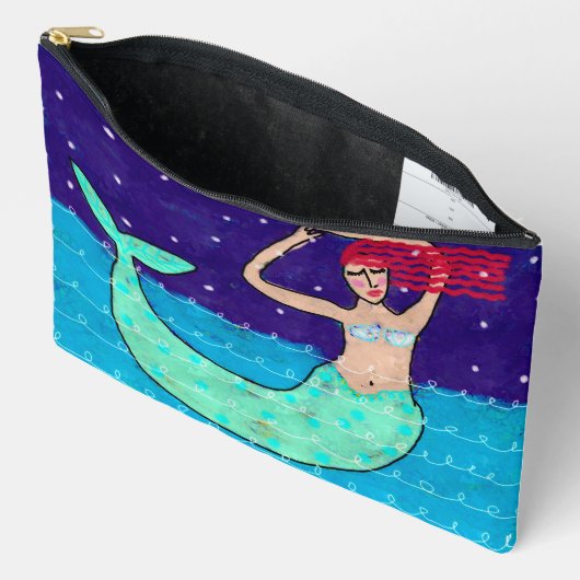 赤毛マーメイド抽象芸術 アクセサリーポーチ (見開き)