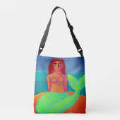 赤毛マーメイド抽象芸術 クロスボディバッグ (裏面)