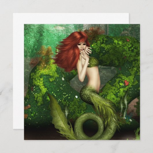 赤毛マーメイド招待状 招待状 (正面/裏面)