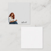 赤毛メモ帳の女の子 ノートカード (正面/裏面)