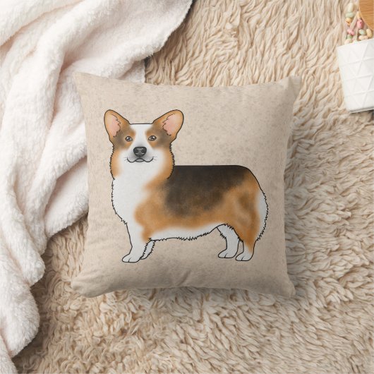 赤毛三色ペムブロークドウェルシュコーギーかわいい犬 クッション (ブランケット)