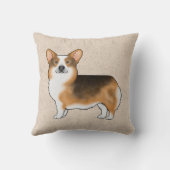 赤毛三色ペムブロークドウェルシュコーギーかわいい犬 クッション (裏面)