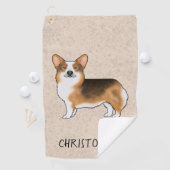 赤毛三色ペンブロークウェルシュコーギーと名前 ゴルフタオル (インサイチュ)