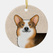赤毛三色ペンブロークウェルシュコーギーと名前 セラミックオーナメント (正面)