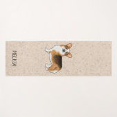 赤毛三色ペンブロークウェルシュコーギーと名前 ヨガマット (正面(横))